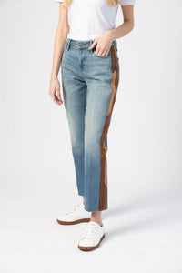 Frame - Le High Straight Leather Tux Jeans