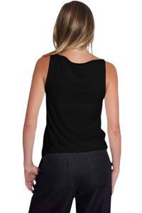Vince Boat Neck Tank Top in black - women's tank top - detail view