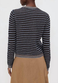 White + Warren - Cashmere Textured Stripe Crewneck Sweater