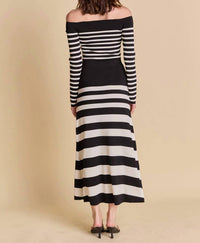 Endless Rose - Striped Knit Off Shoulder Sweater