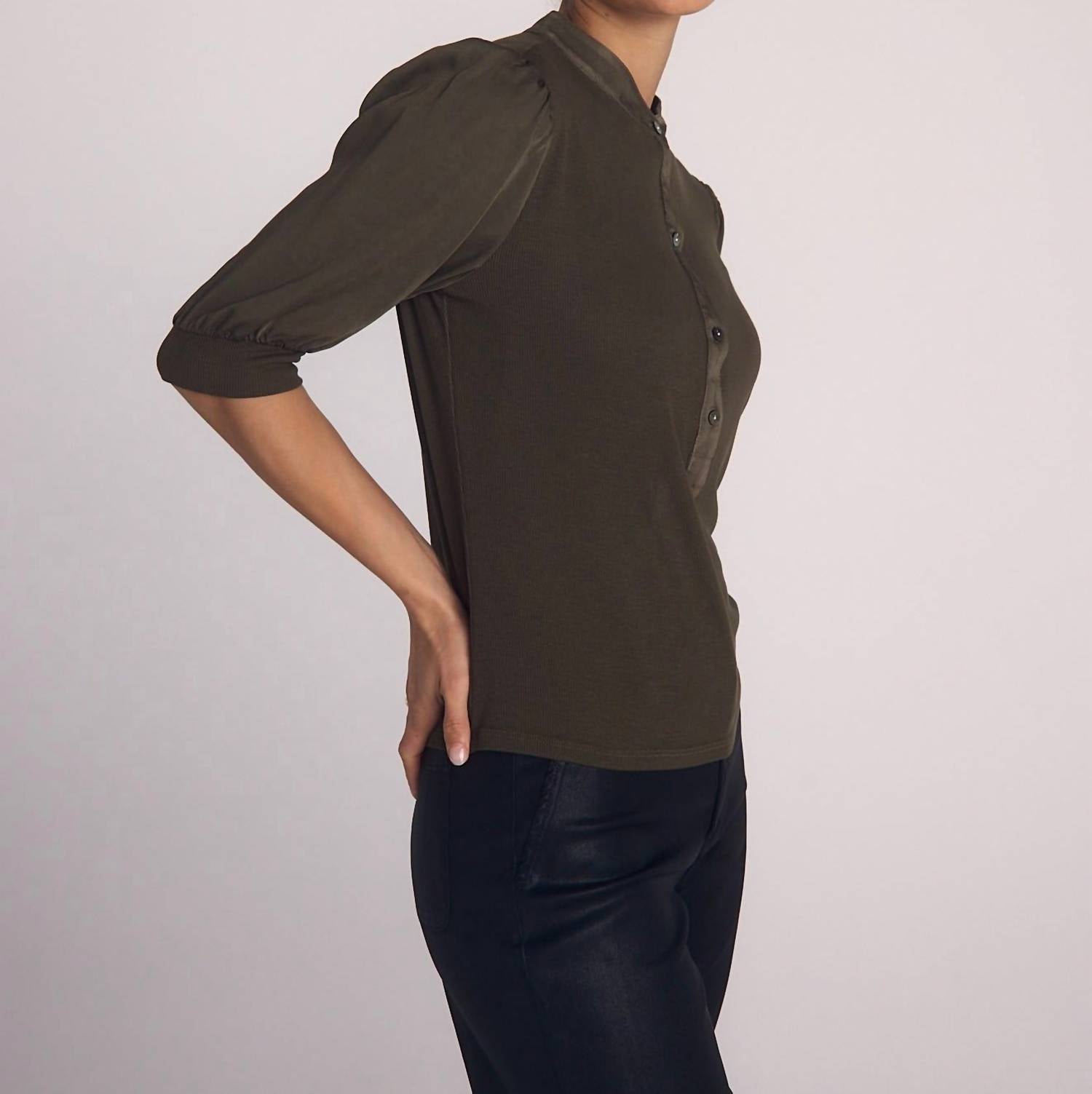 Bella Dahl - Short Sleeve Placket Mixed Shirt