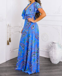 Surelymine - Paisley On Or Off-shoulder Maxi Dress