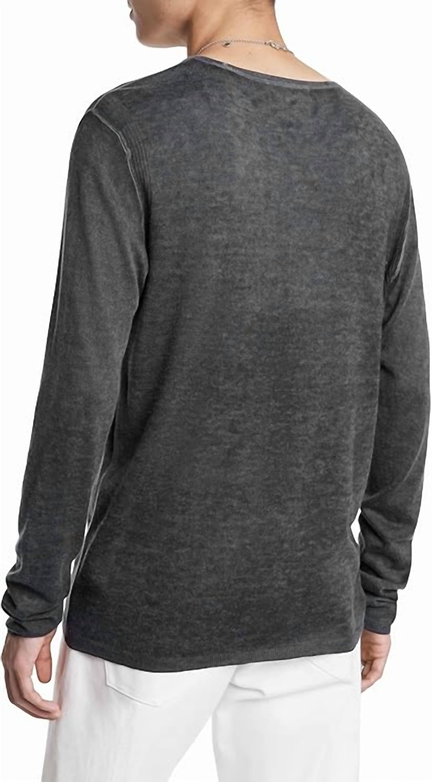 John Varvatos - Pete Long Sleeve Crew Reverse Print Sweater