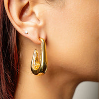 Gold & Honey - Women's Drop Hoop Earrings