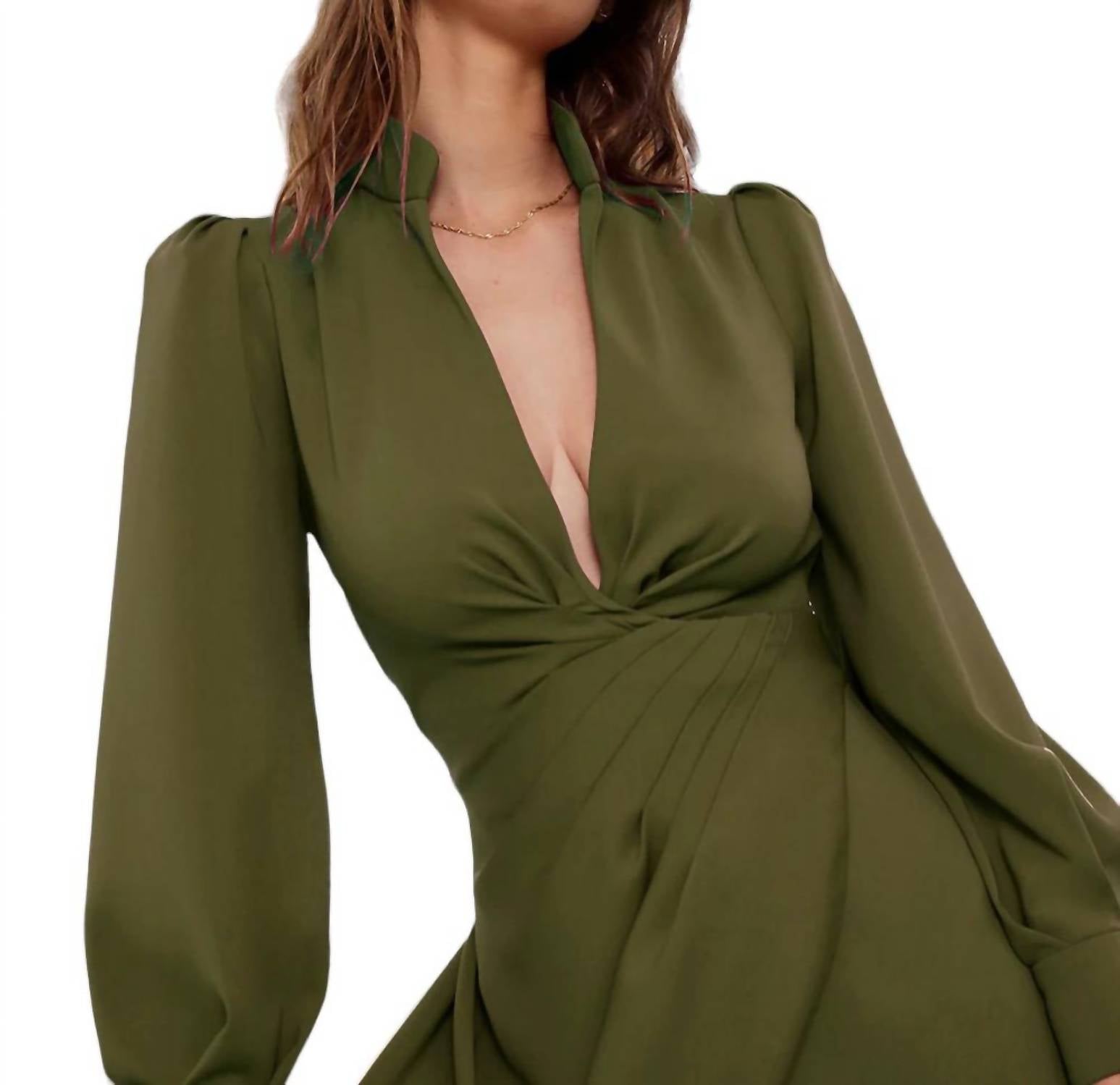 Deity - Deep V Draped Mini Dress