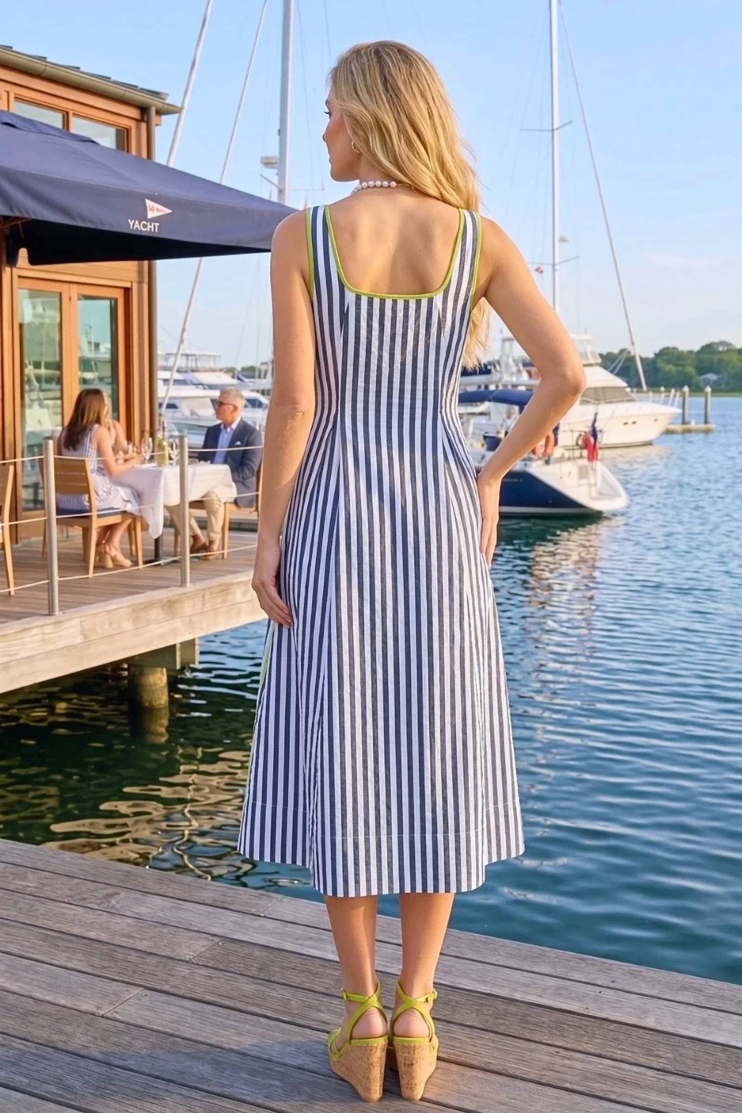 Entro - Bailey Striped Sleeveless Midi Dress