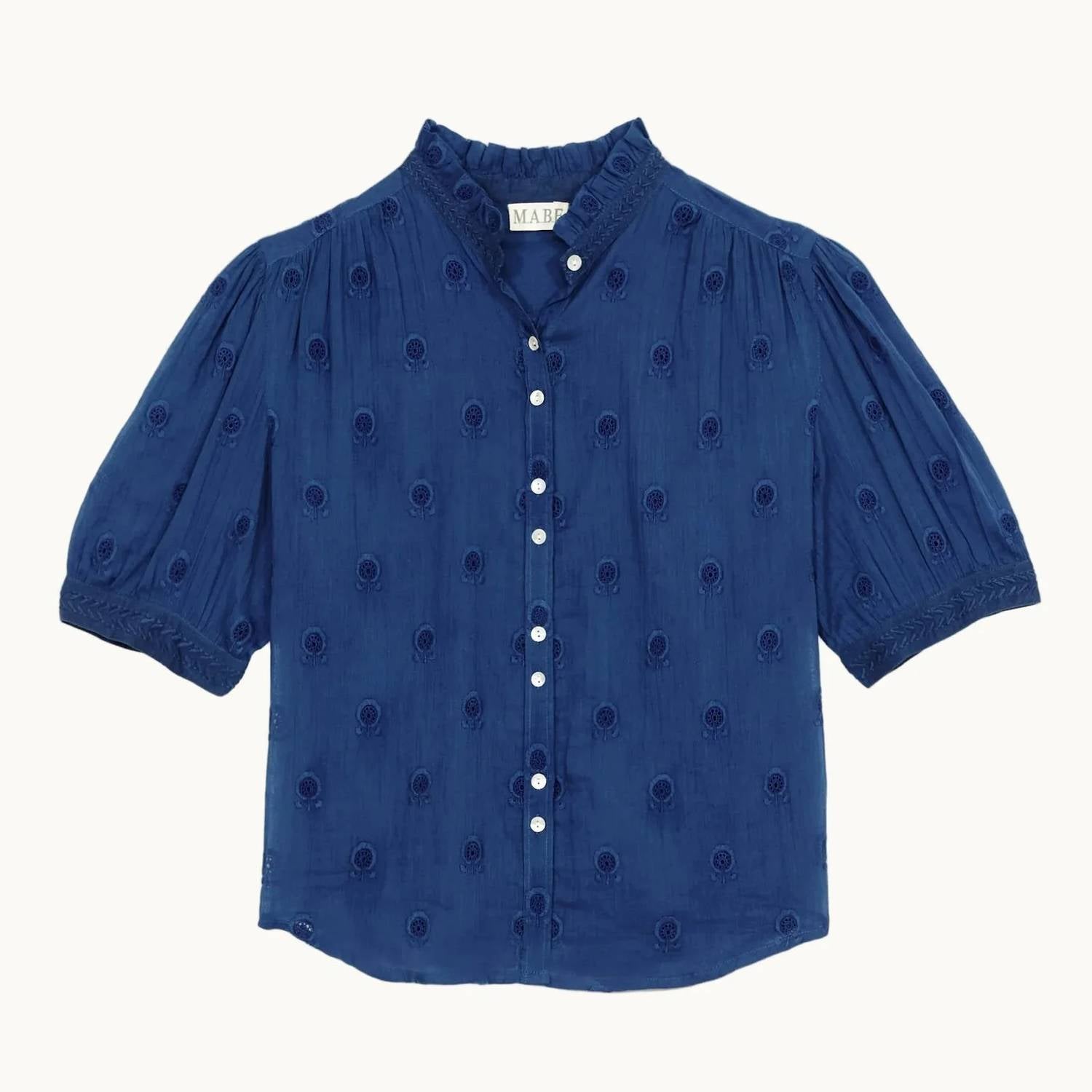 M.A.B.E. - Frani Embroidered Short Sleeve Top