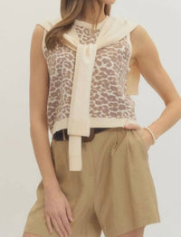 Entro - Leopard Knit Sleeveless Top