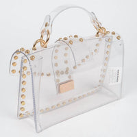 3Am By H&D Accessories - Women's Studded Clear Crossbody Bag