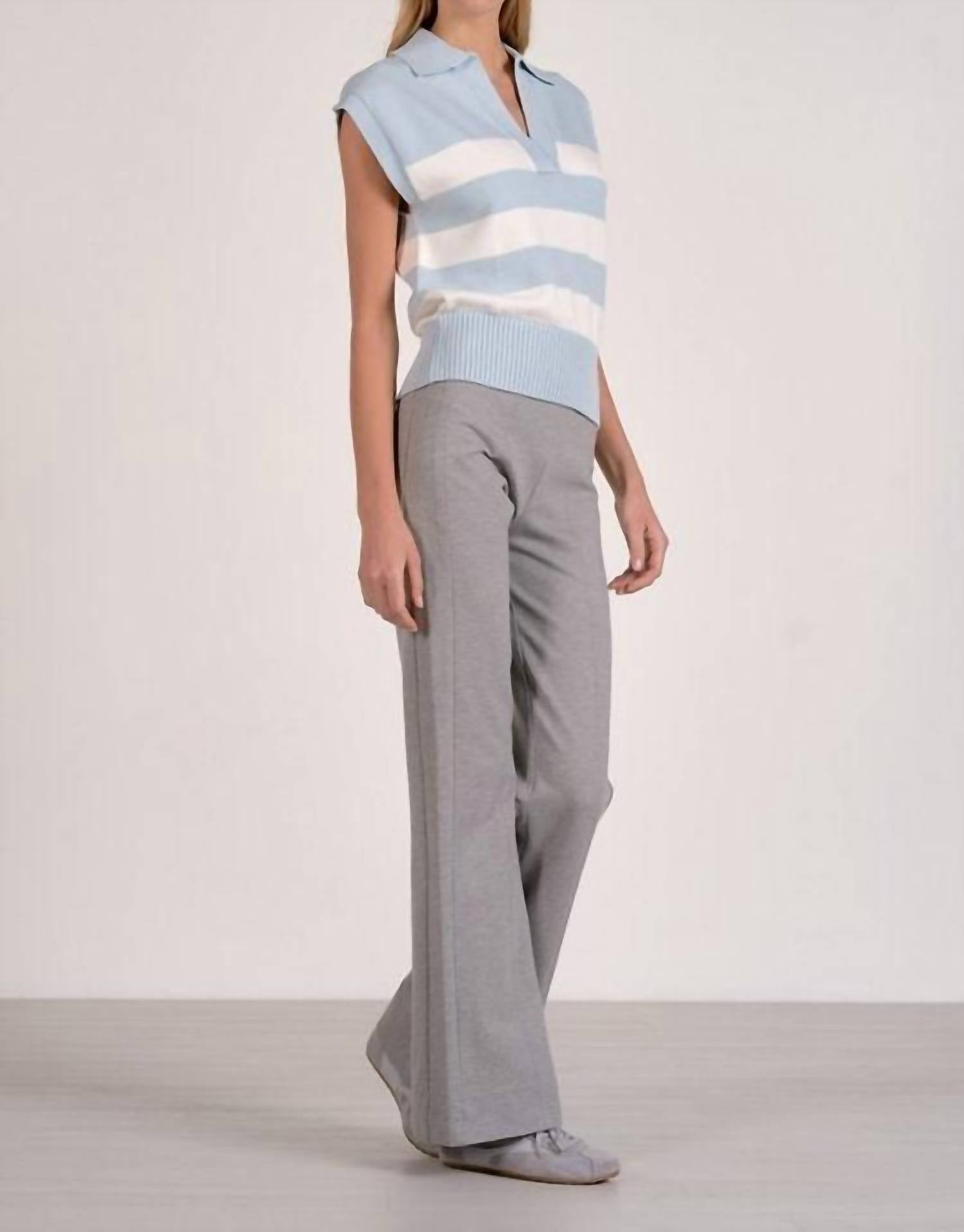 ELAN Porter Stripe Sweater Vest in blue - women's sweater - detail view