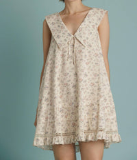 Aureum Sailor Collar Floral Mini Dress in beige - women's dress