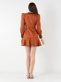 Emily McCarthy Jenny Mini Dress in tangerine mod - women's dress - detail view