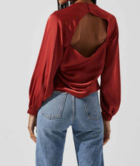 Astr - Veronica Satin Cutout Top