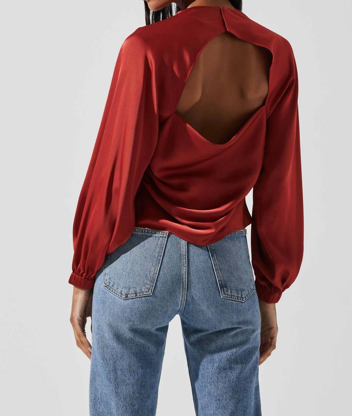 Astr - Veronica Satin Cutout Top