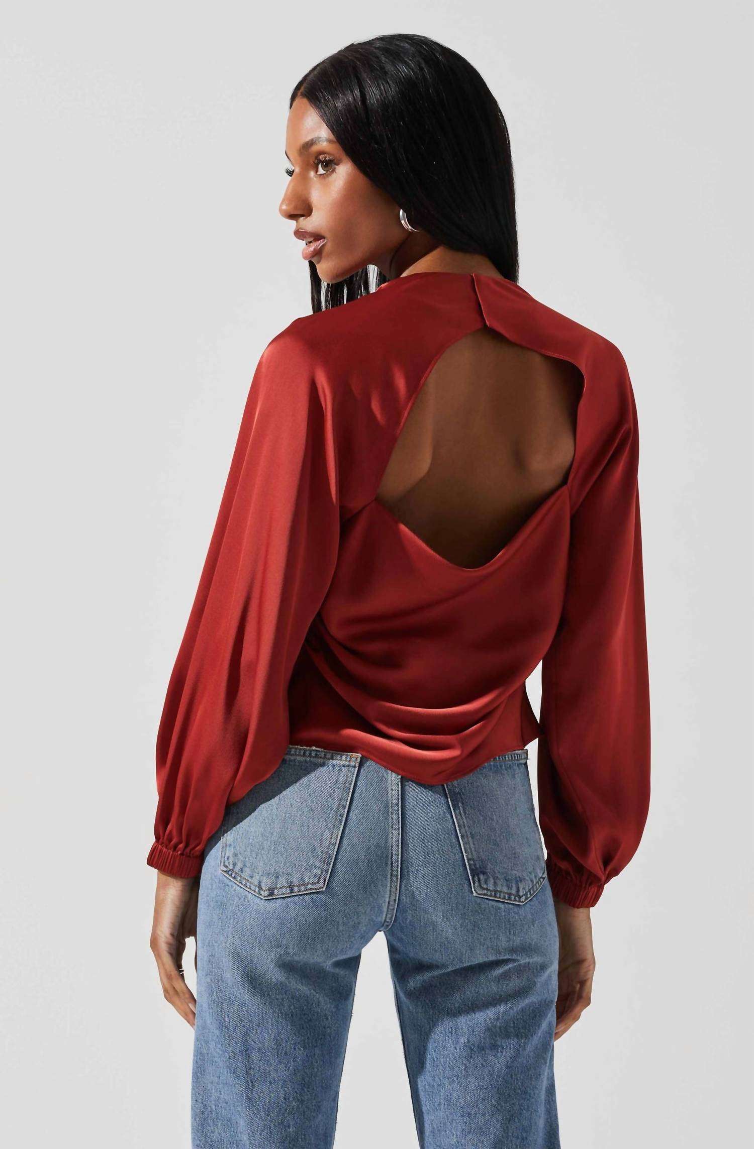 Astr - Veronica Satin Cutout Top