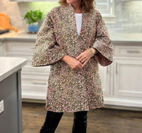Caryn Lawn - Jacquard Floral Open Front Car Coat