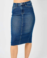 Judy Blue - Denim Midi Skirt- Plus