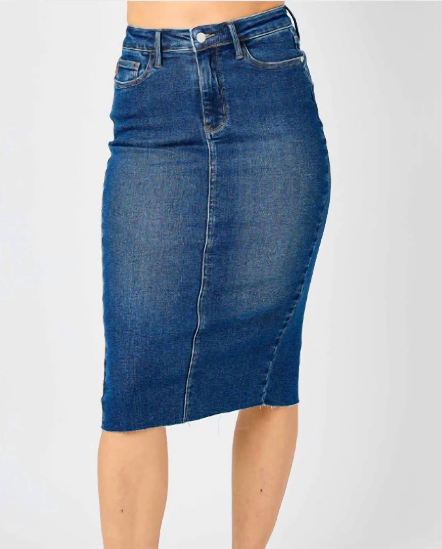 Judy Blue - Denim Midi Skirt- Plus