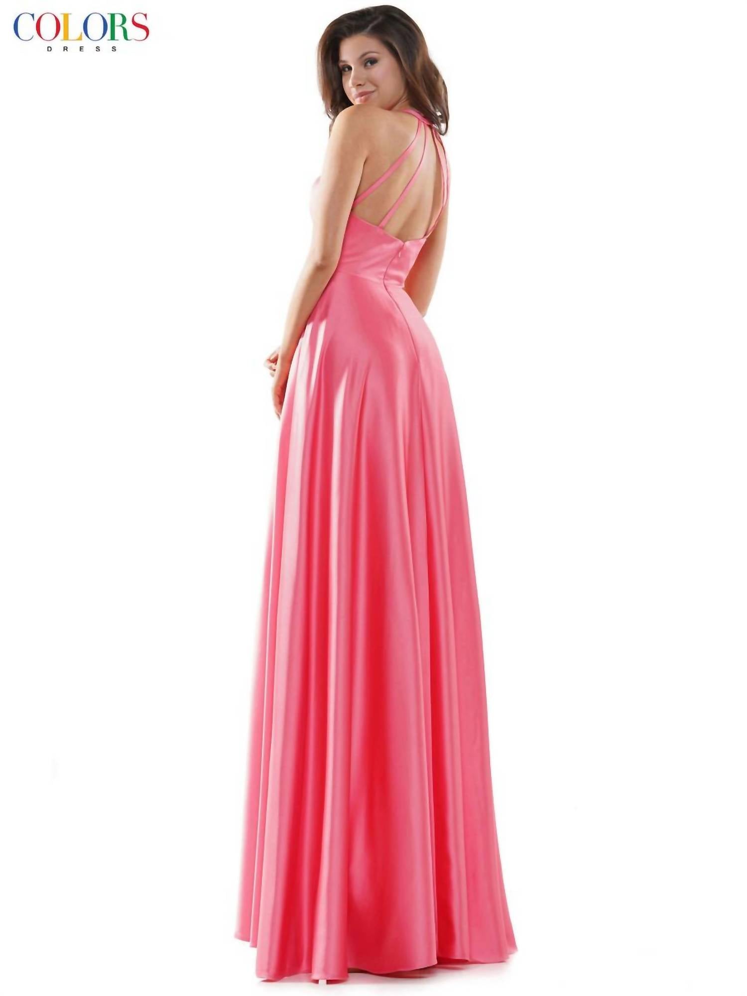 COLORS DRESS A-line Satin Gown in pink - women's dress - alternate view