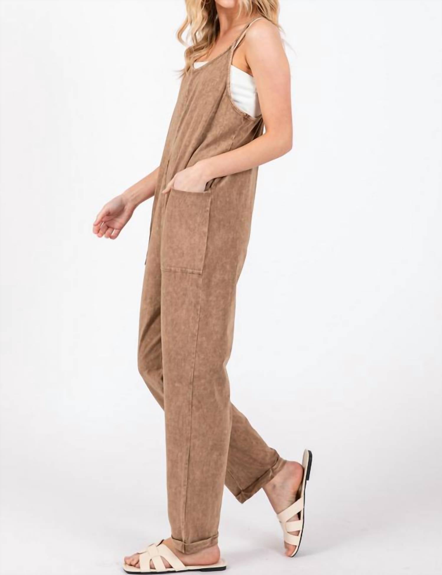 Final Touch - Final Touch Relaxed Mineral Wash Jumpsuit