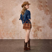 Wrangler AZTEC CROSSBODY WITH SCARF HANDLE TOTE in brown - women's bag - alternate view
