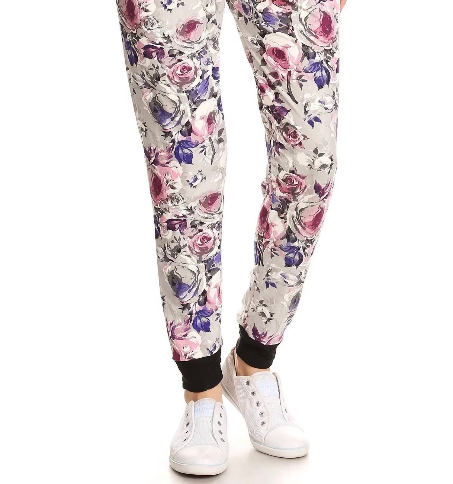 Love It - Grey Floral Jill Jogger Pants