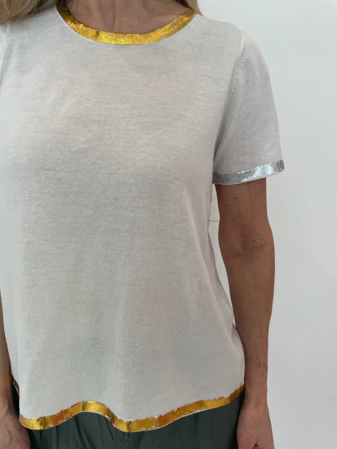 Peace Of Cloth - Sonya Short Sleeve Crew Top With Foil