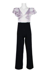 Aidan Mattox - V-neck Flutter Sleeve Satin Crepe Jumpsuit