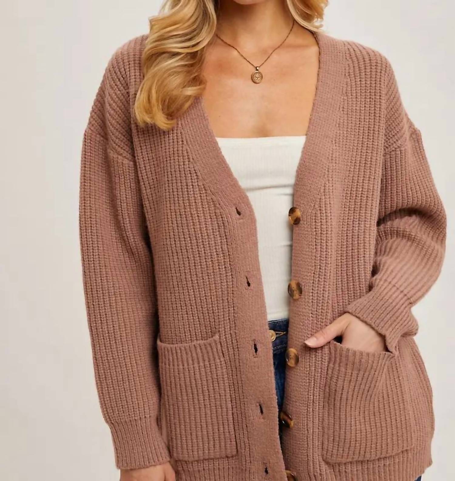 Bluivy - Button Down Ribbed Knit Sweater Cardigan