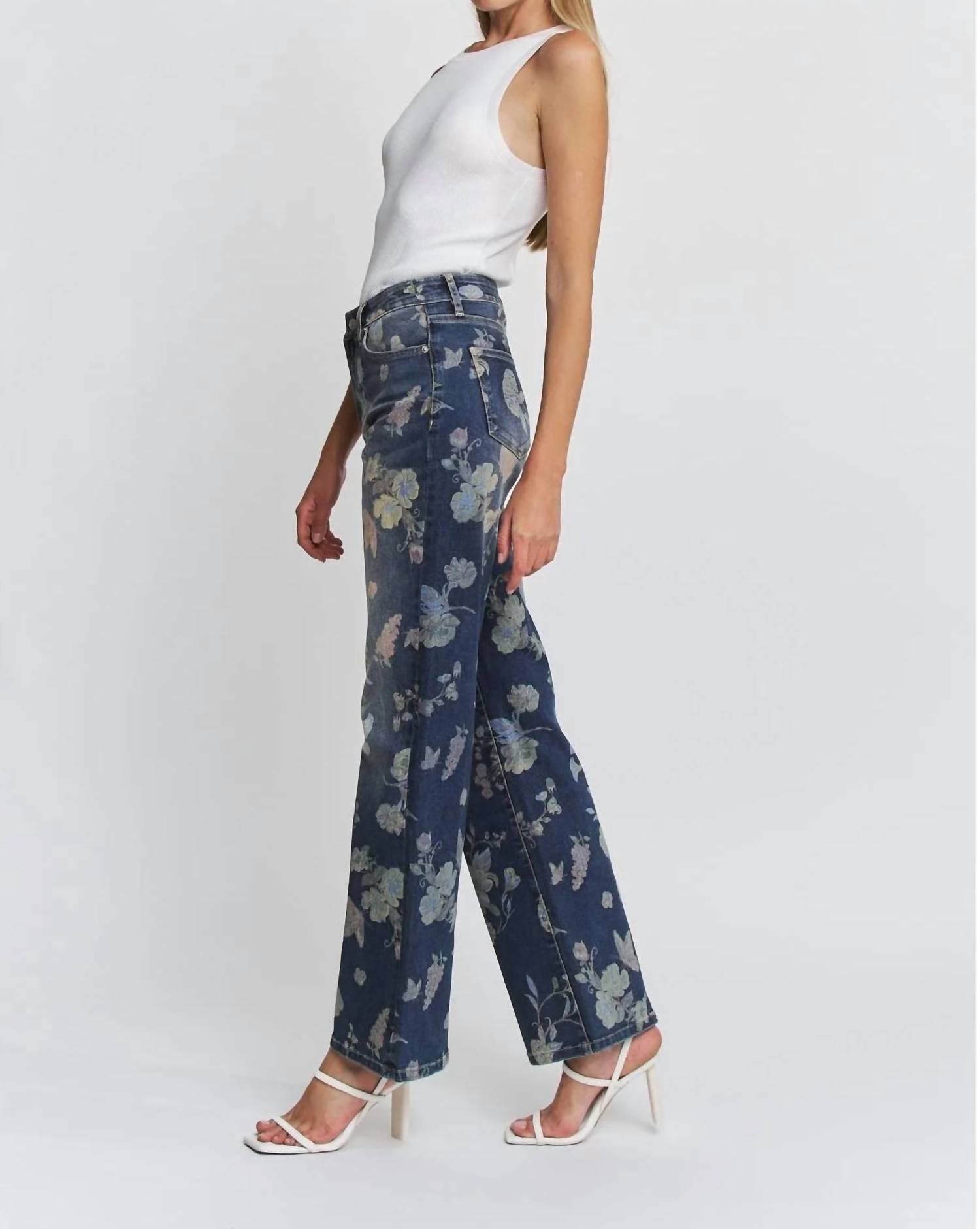 Mica Denim - Midnight Bloom Wide Leg Jeans
