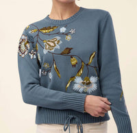 spartina 449 Dorothea Crew Sweater in smoky blue - women's sweater