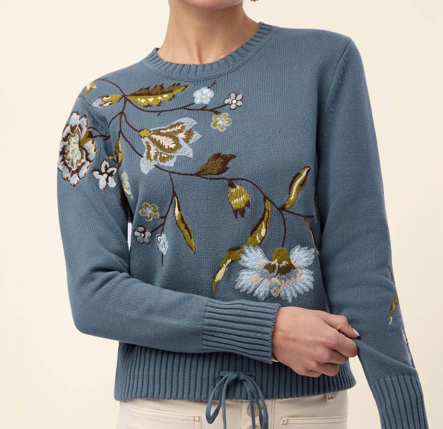 spartina 449 Dorothea Crew Sweater in smoky blue - women's sweater