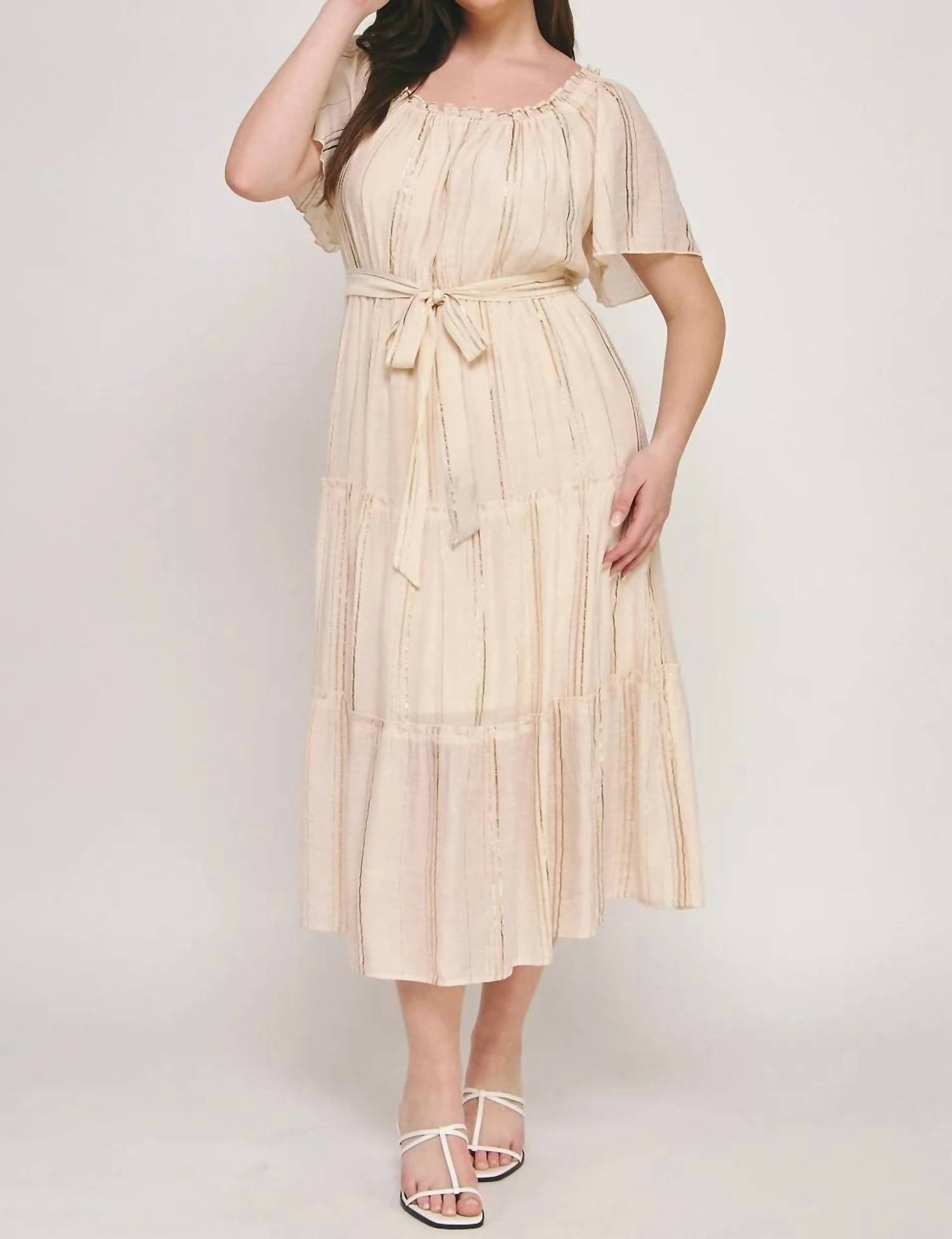 Winslow Collection - Papaya Gauze Ruffled Tiered Midi Dress