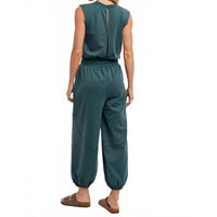 BluIvy Women's Drawstring Waist Sleeveless Jumpsuit in green - women's pants - alternate view