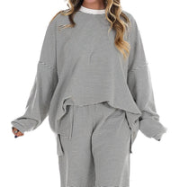 Things Between Made For More Striped Oversized Top in charcoal - women's sweater - view 4