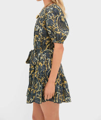 Ulla Johnson Rosalie Short Sleeve Mini Dress in luna - women's dress - detail view