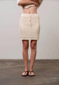 Moon River - Drawstring Crochet Mini Skirt