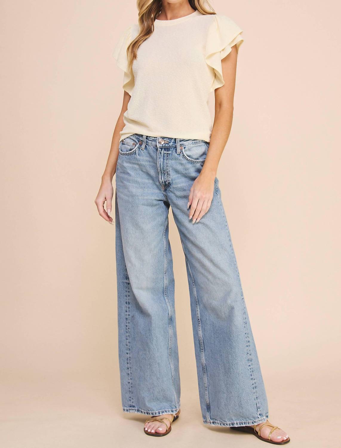 If She Loves - Sparkly Ruffle Sleeve Irvin Blouse
