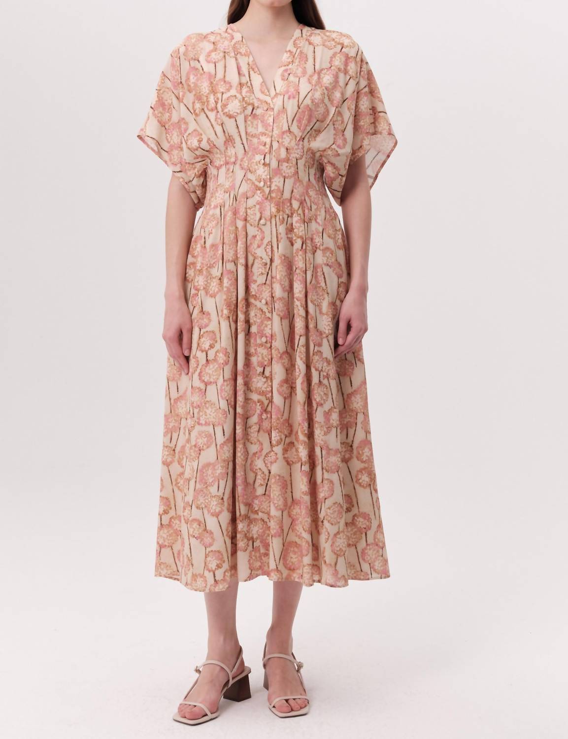 EXQUISE Mattie Midi Dress in beige - women's dress - alternate view