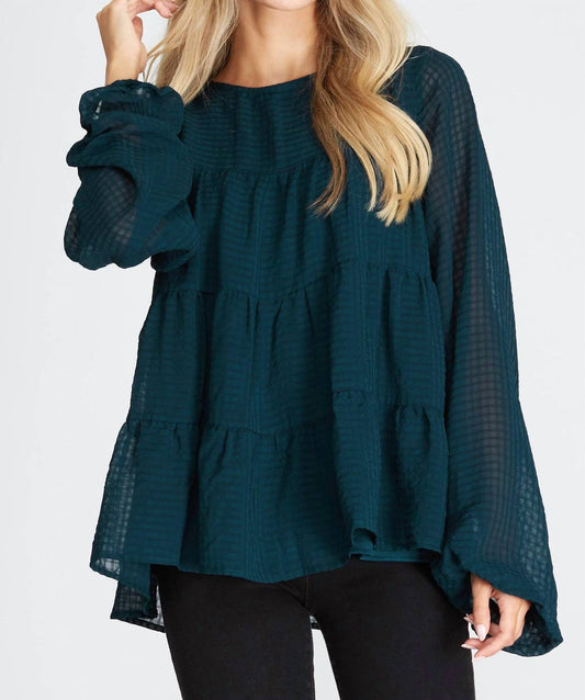 She + Sky - Women's Hi Low Woven Tiered Top