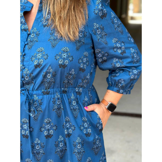 Sugarlips - Gardena Plus Floral Split Neck Dress