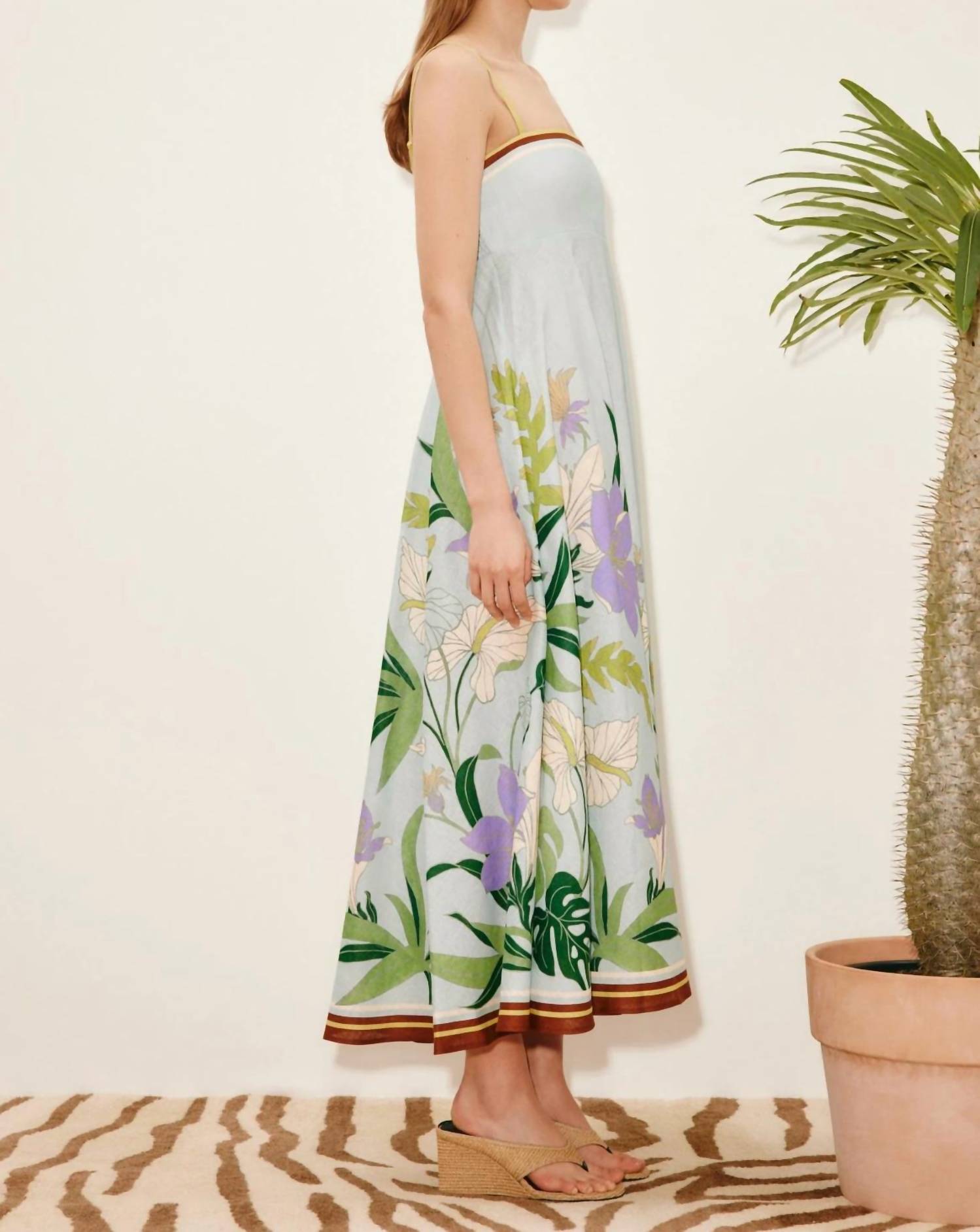 ALEMAIS Alfie Midi Sundress in ice blue - women's dress - detail view