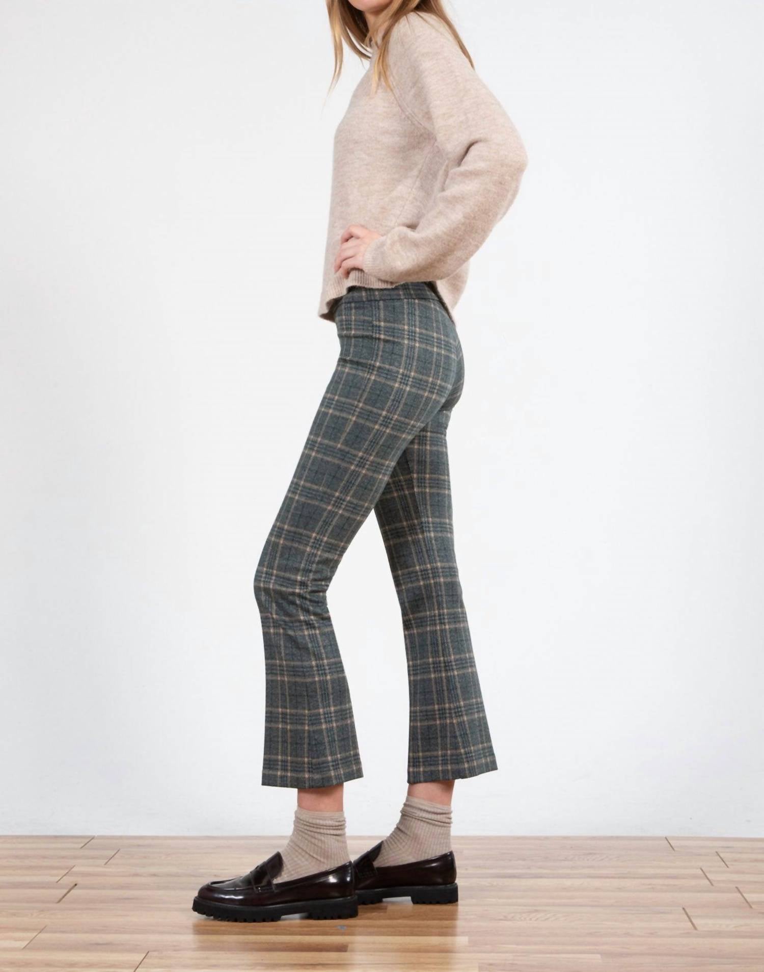 Avenue Montaigne Leo Flare Cut Pants in glen grid - women's pants - alternate view