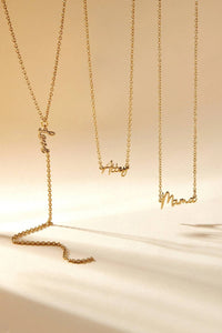 Eklexic - Women's Dainty Script Love Lariat Necklace