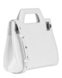 Salvatore Ferragamo Women's Mini Wanda Leather Top-handle Bag in white - women's bag - detail view