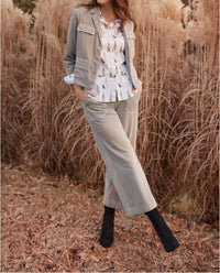 Renuar Combination Novelty Top in cream - women's blouse - detail view