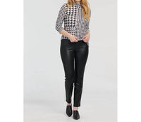 TRIBAL Slim Fit Glossy Pant in black pleather - women's pants