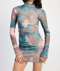 Emory Park What A Trip Tie Dye Mesh Mini Dress in blue - women's dress