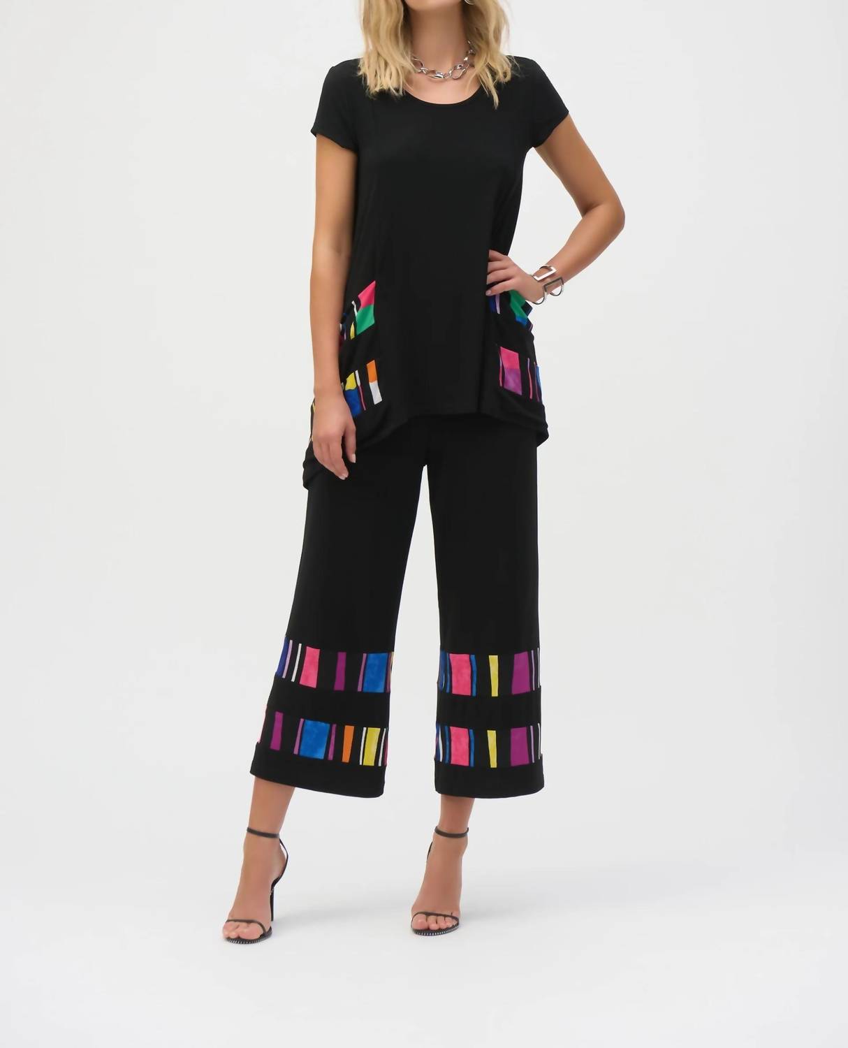 Joseph Ribkoff - Blocked Stripes Short Sleeve Top