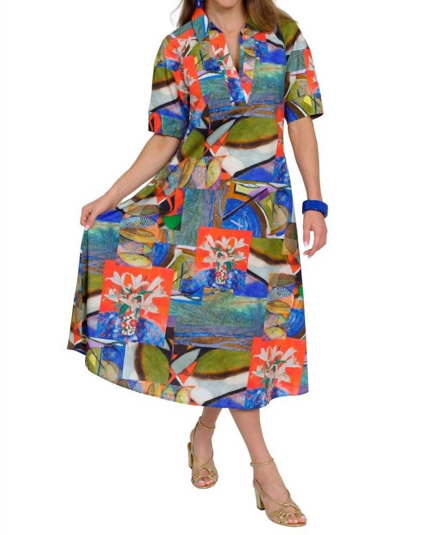 Lior - Maxim Short Sleeve Dress With Stitching Details